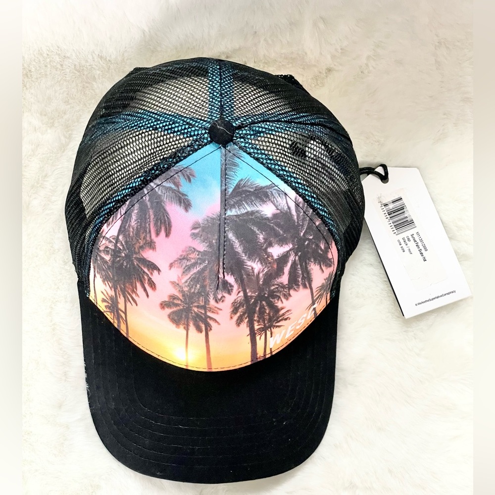 New with tags WESC SUNSET PALM SKATER HAT/CAP black / multicolor adjustable back